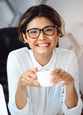 brown haired woman smiling